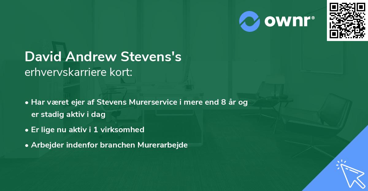 David Andrew Stevens's erhvervskarriere kort