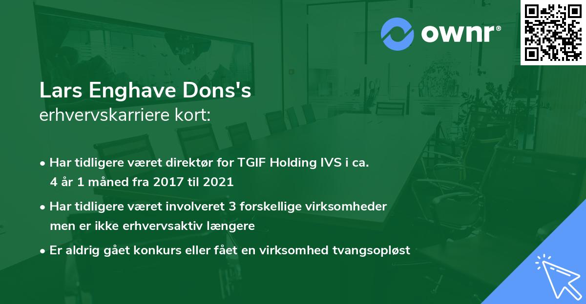 Lars Enghave Dons's erhvervskarriere kort