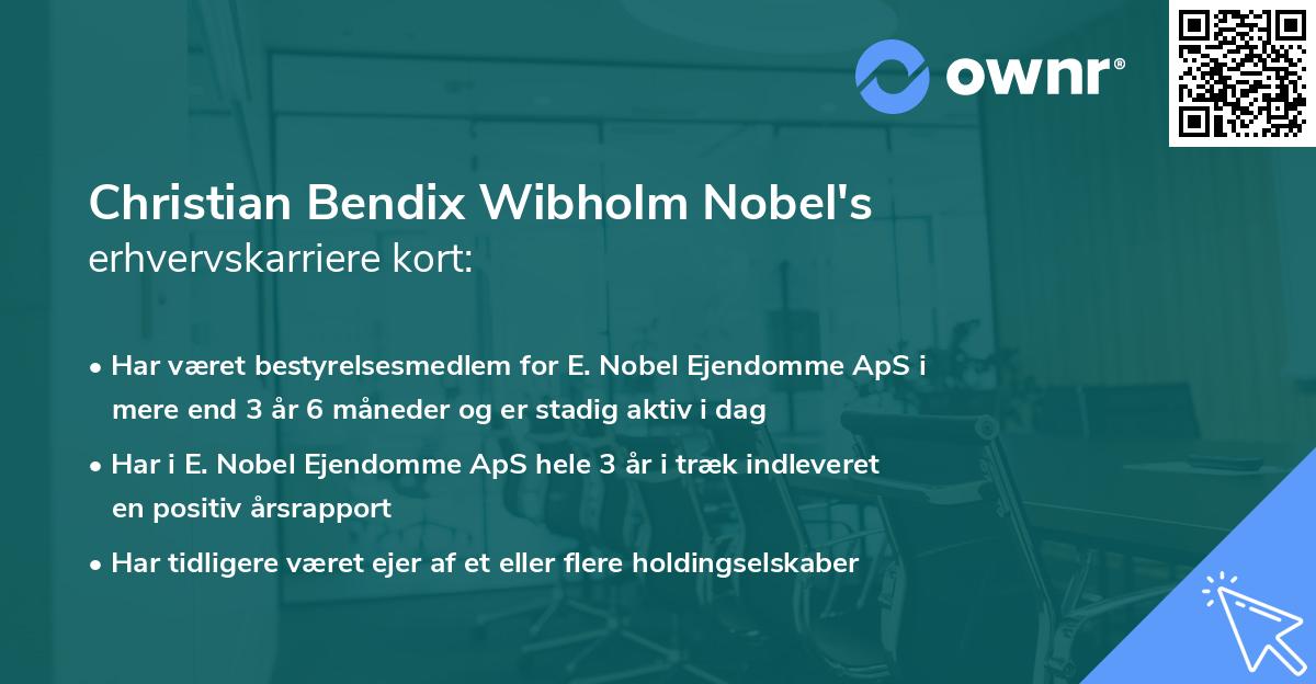 Christian Bendix Wibholm Nobel's erhvervskarriere kort