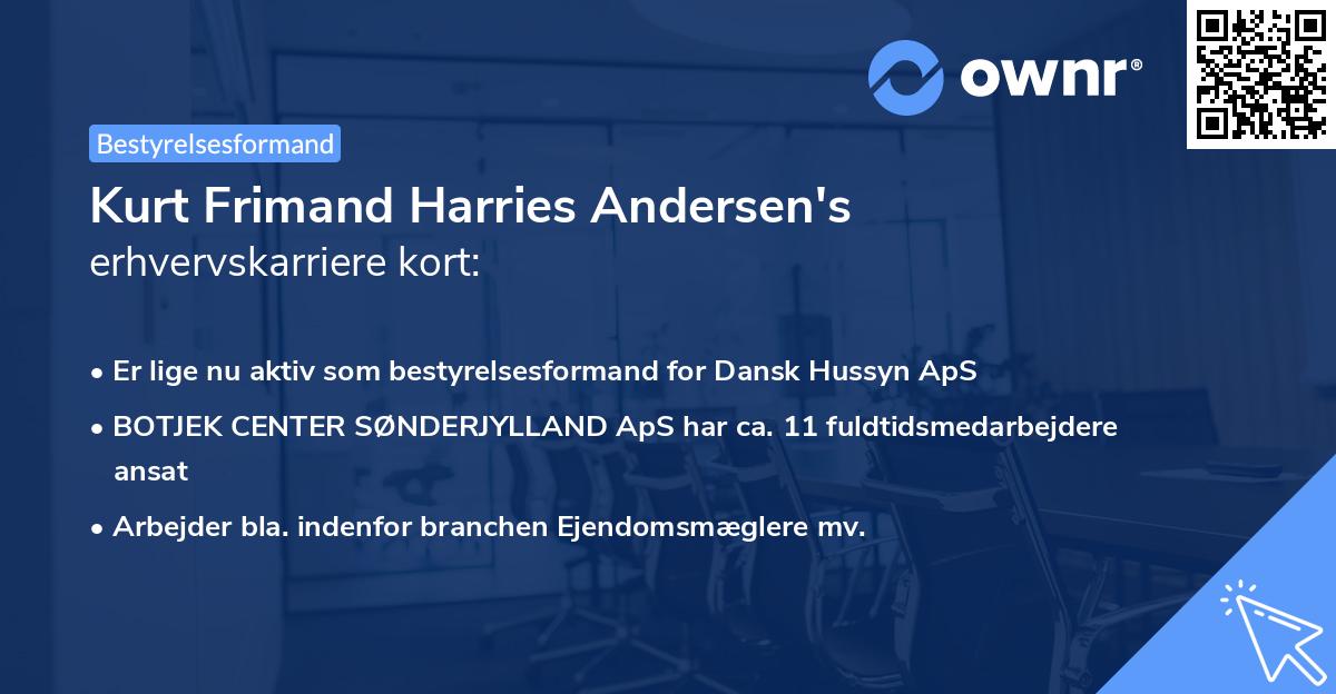 Kurt Frimand Harries Andersen's erhvervskarriere kort