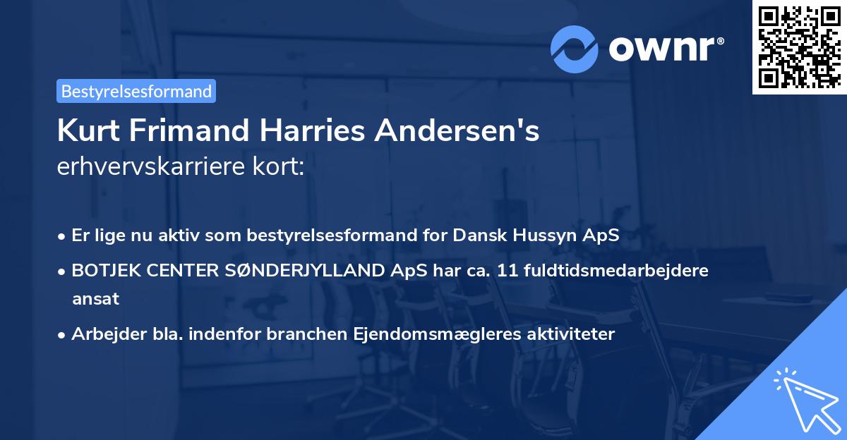 Kurt Frimand Harries Andersen's erhvervskarriere kort