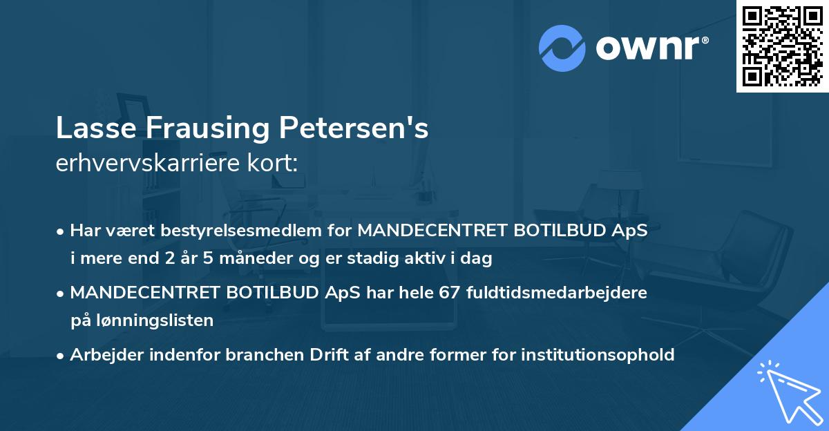 Lasse Frausing Petersen's erhvervskarriere kort