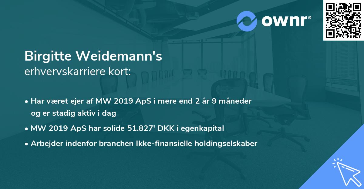 Birgitte Weidemann's erhvervskarriere kort