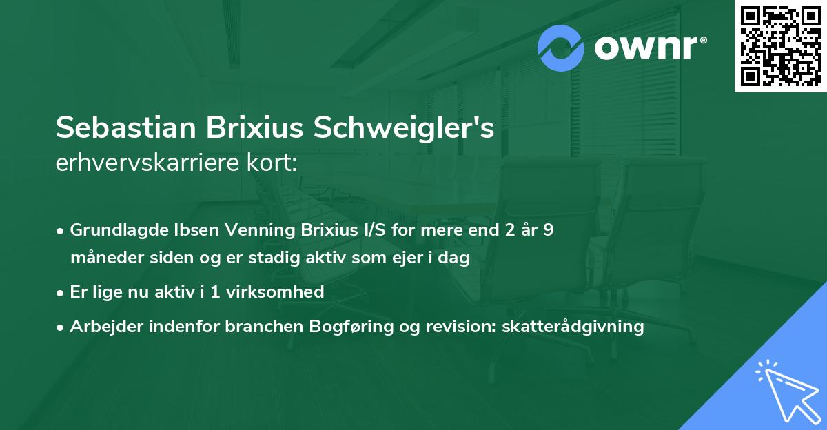 Sebastian Brixius Schweigler's erhvervskarriere kort