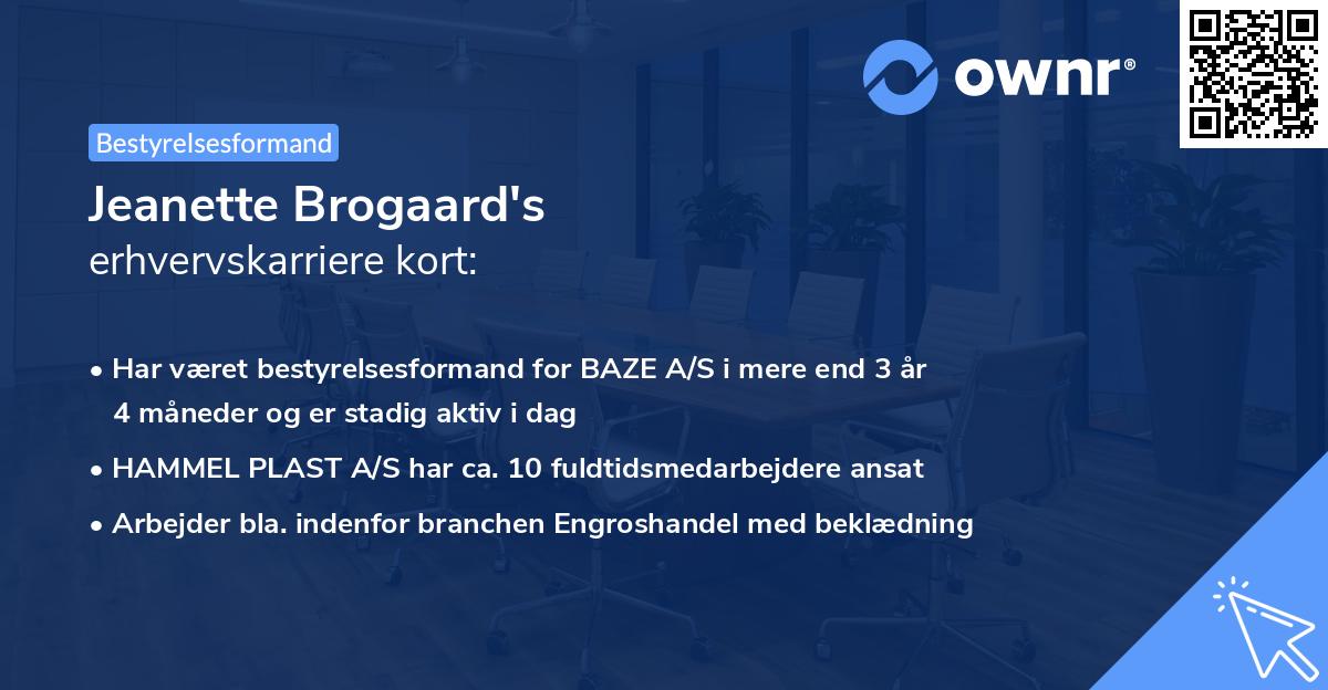 Jeanette Brogaard's erhvervskarriere kort