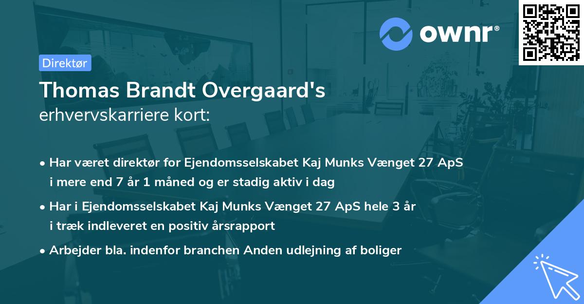 Thomas Brandt Overgaard's erhvervskarriere kort