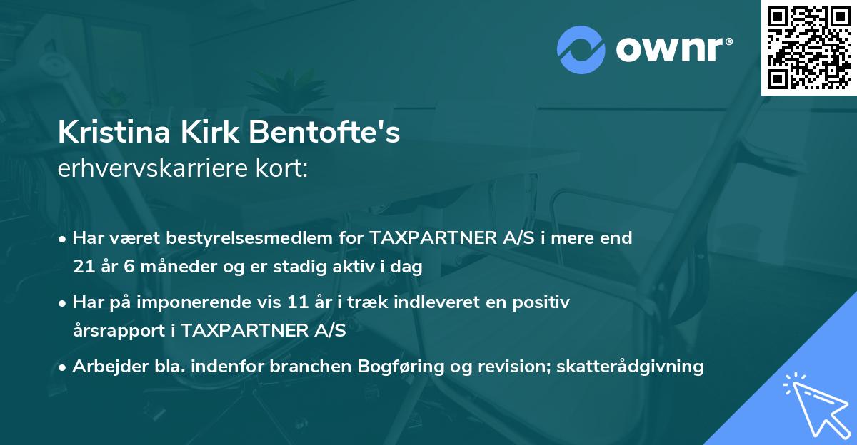 Kristina Kirk Bentofte's erhvervskarriere kort