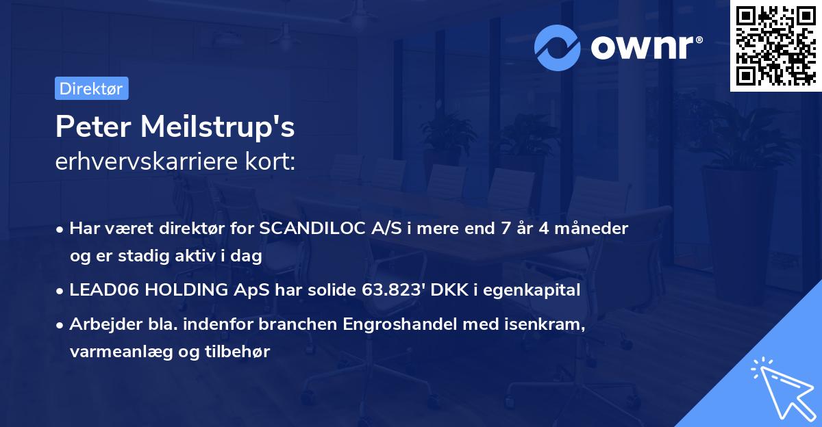 Peter Meilstrup's erhvervskarriere kort