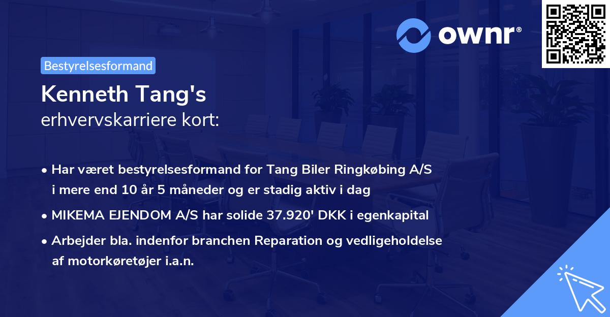 Kenneth Tang's erhvervskarriere kort
