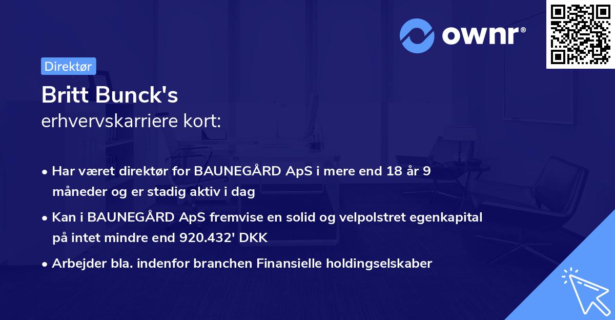 Britt Bunck's erhvervskarriere kort