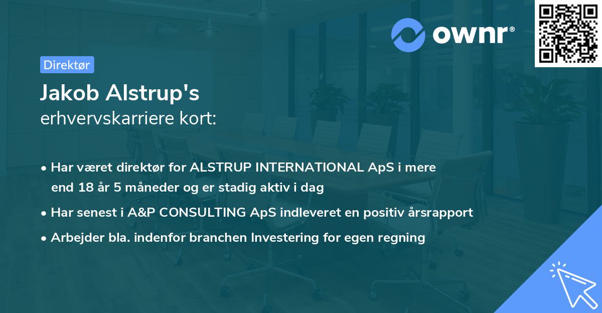 Jakob Alstrup's erhvervskarriere kort