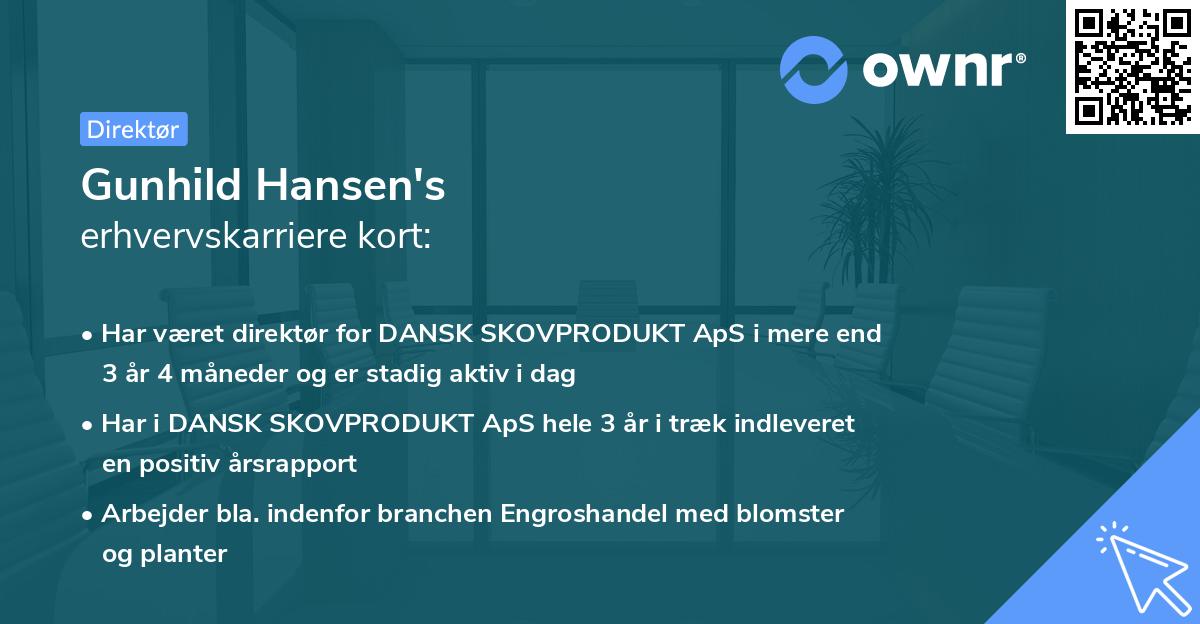 Gunhild Hansen's erhvervskarriere kort