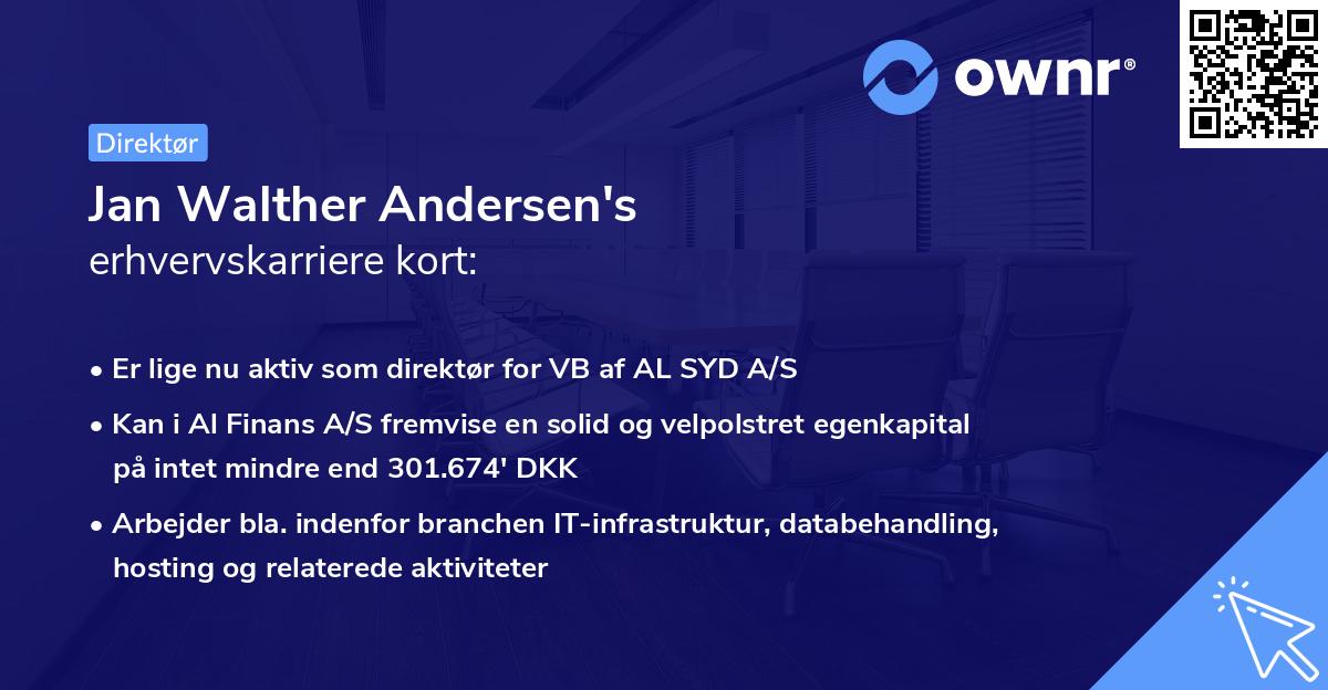 Jan Walther Andersen's erhvervskarriere kort