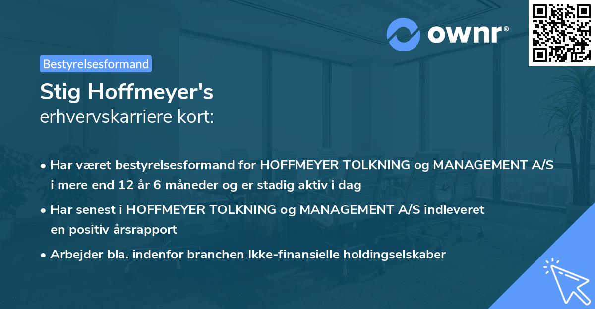 Stig Hoffmeyer's erhvervskarriere kort