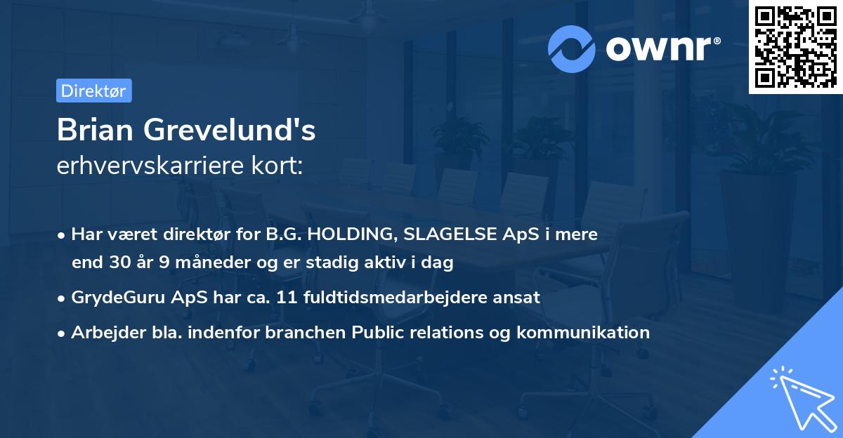 Brian Grevelund's erhvervskarriere kort
