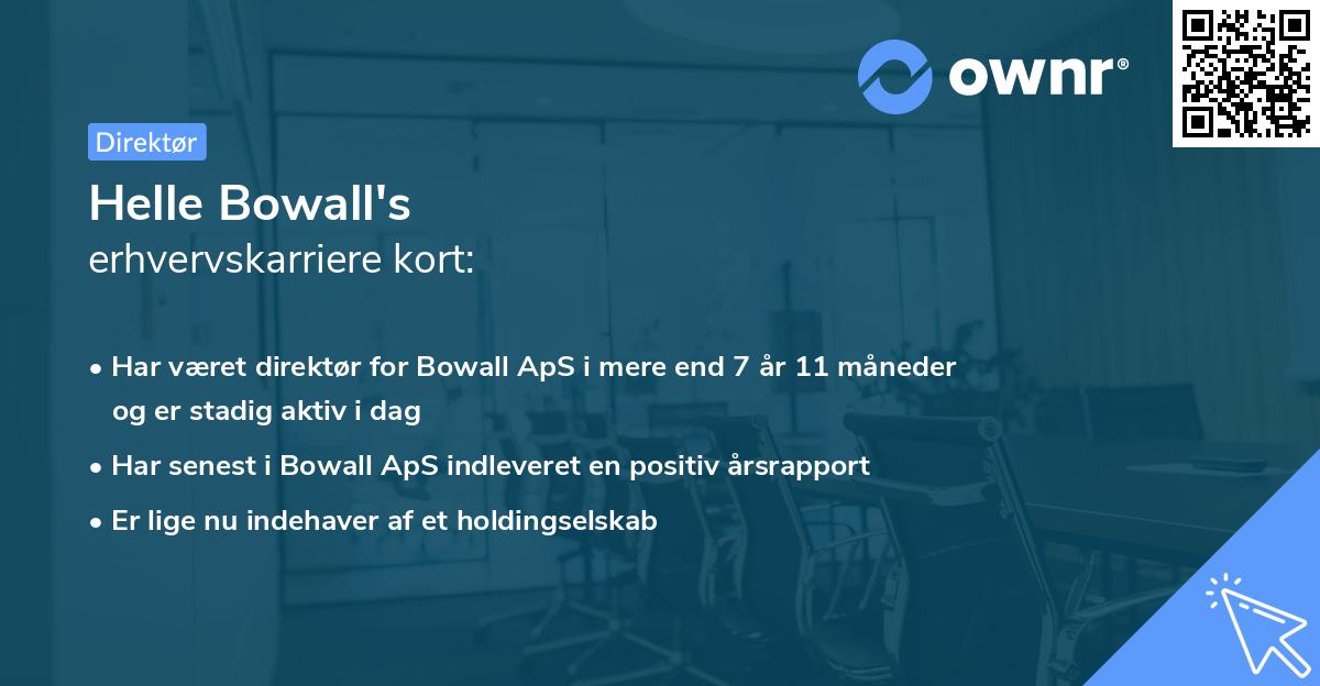 Helle Bowall's erhvervskarriere kort