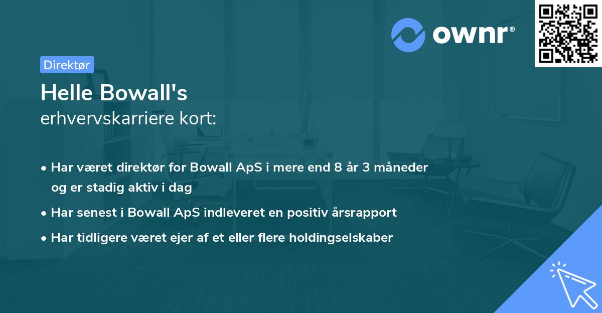 Helle Bowall's erhvervskarriere kort