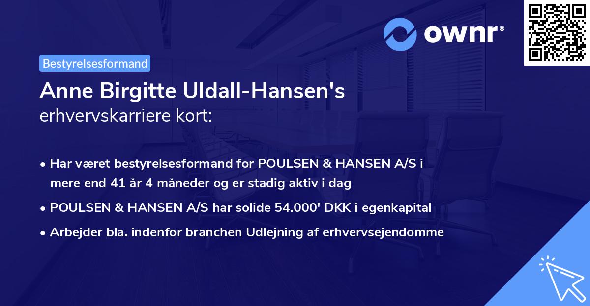 Anne Birgitte Uldall-Hansen's erhvervskarriere kort