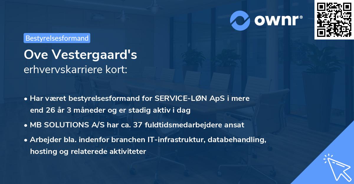 Ove Vestergaard's erhvervskarriere kort