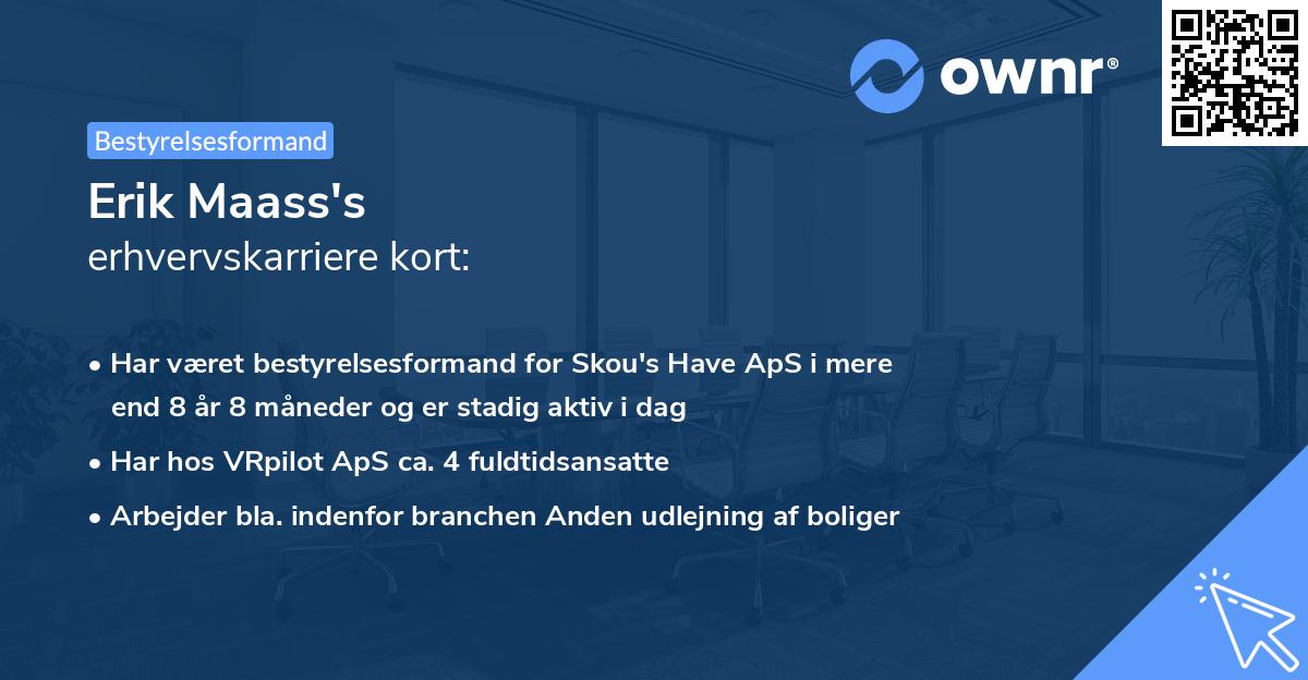 Erik Maass's erhvervskarriere kort