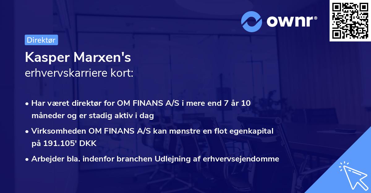 Kasper Marxen's erhvervskarriere kort