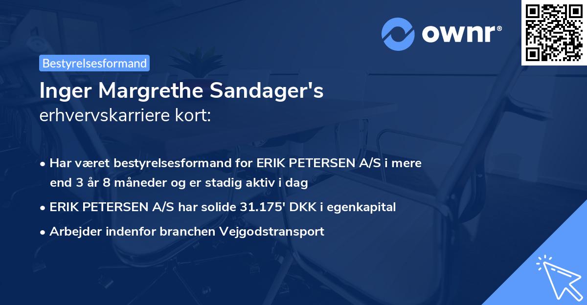 Inger Margrethe Sandager's erhvervskarriere kort