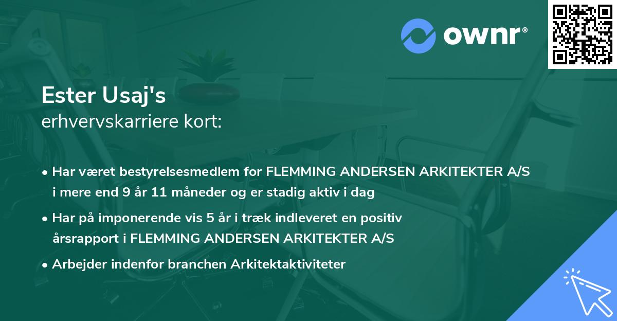 Ester Usaj's erhvervskarriere kort