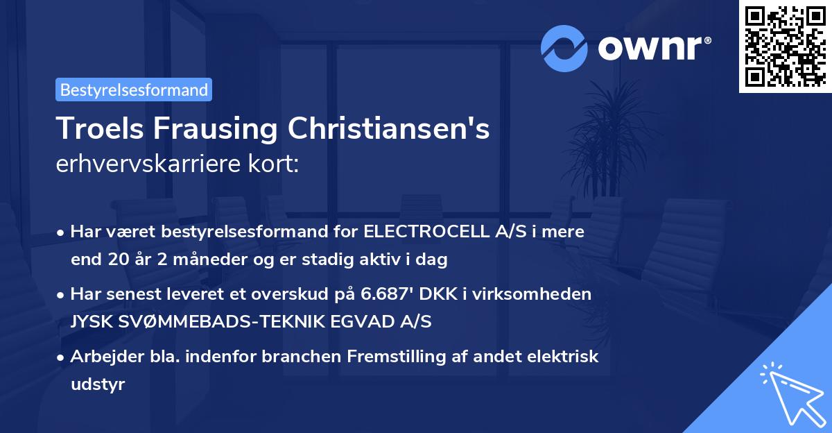 Troels Frausing Christiansen's erhvervskarriere kort