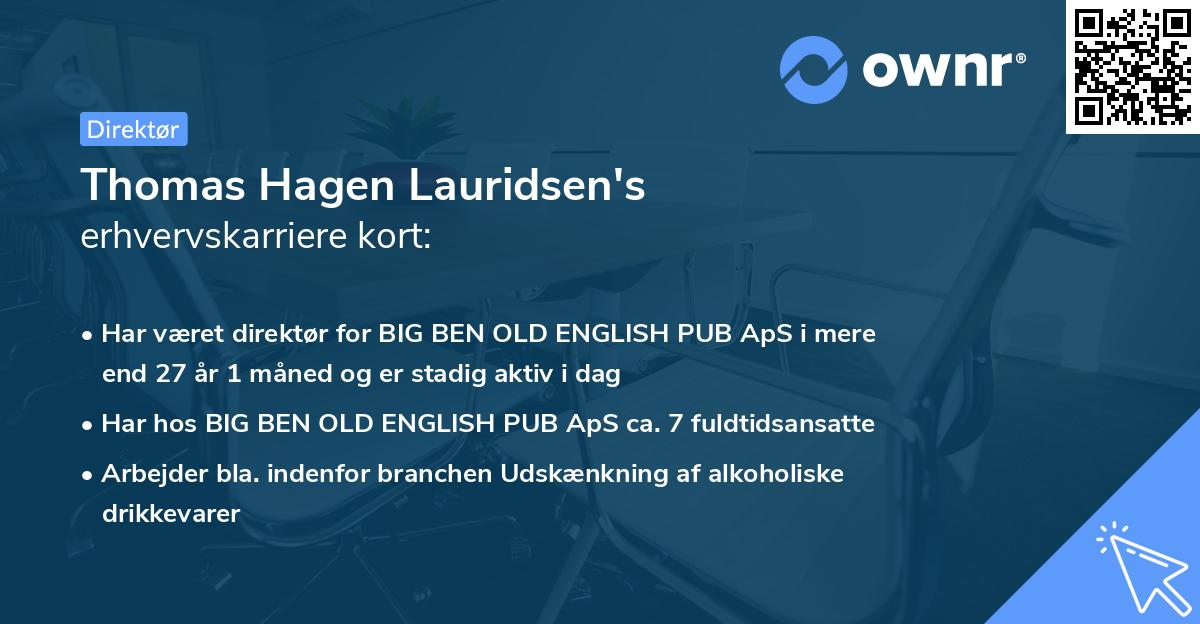 Thomas Hagen Lauridsen's erhvervskarriere kort