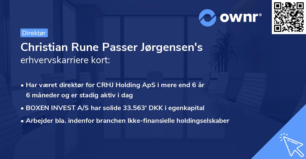 Christian Rune Passer Jørgensen's erhvervskarriere kort