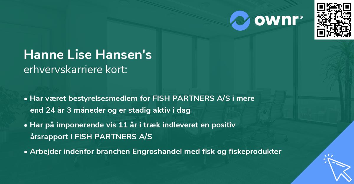 Hanne Lise Hansen's erhvervskarriere kort