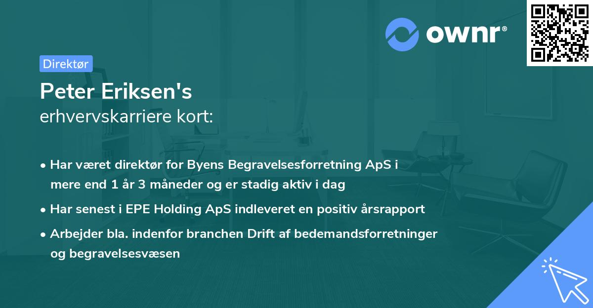 Peter Eriksen's erhvervskarriere kort