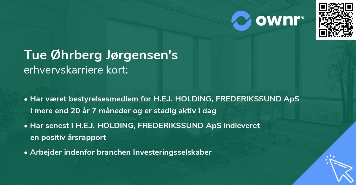 Tue Øhrberg Jørgensen's erhvervskarriere kort