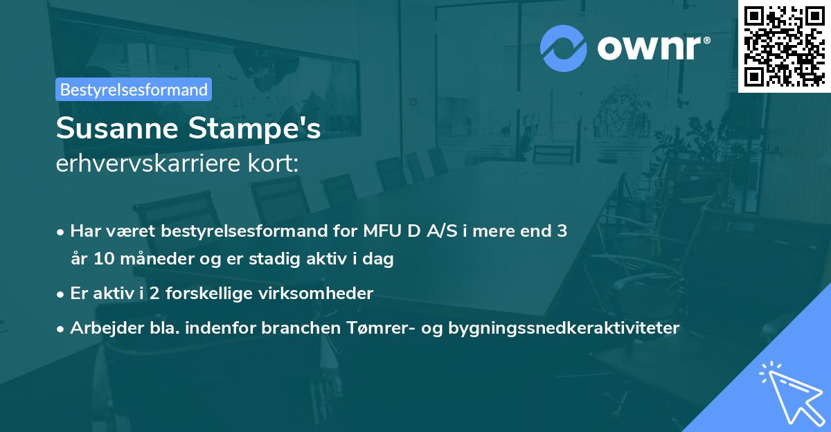 Susanne Stampe's erhvervskarriere kort