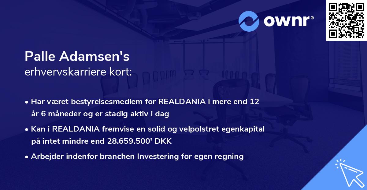 Palle Adamsen's erhvervskarriere kort