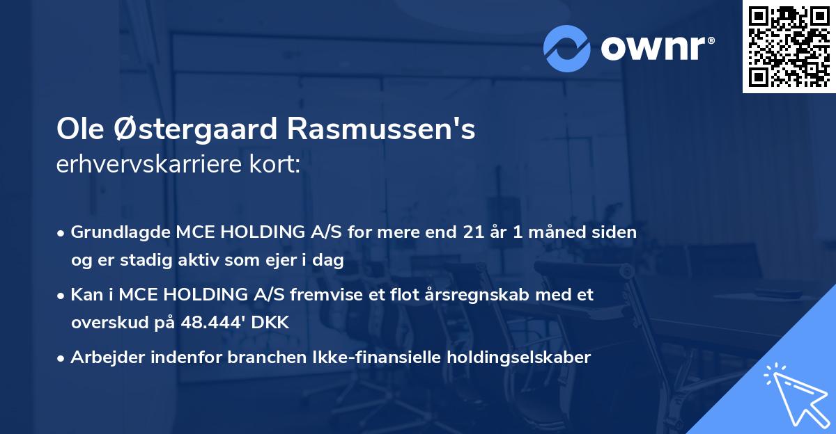 Ole Østergaard Rasmussen's erhvervskarriere kort