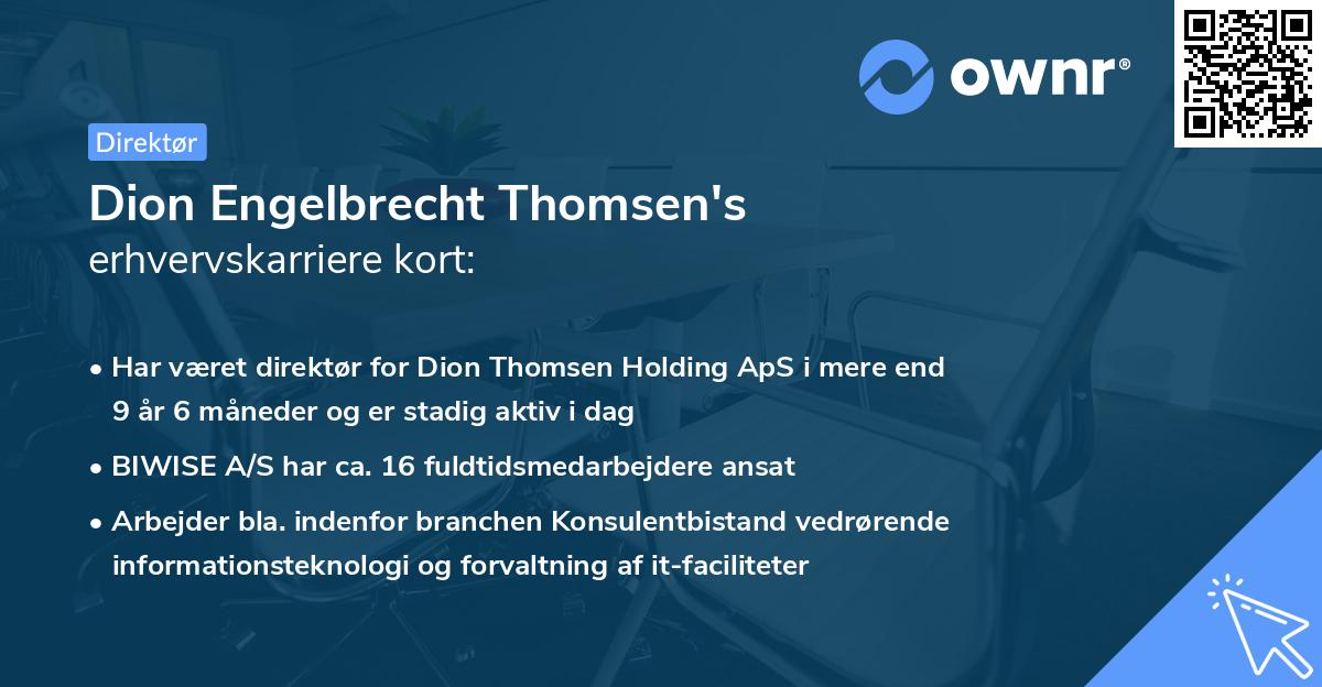 Dion Engelbrecht Thomsen's erhvervskarriere kort