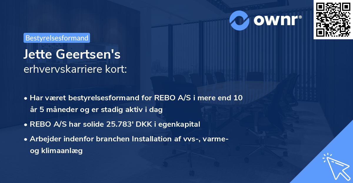 Jette Geertsen's erhvervskarriere kort