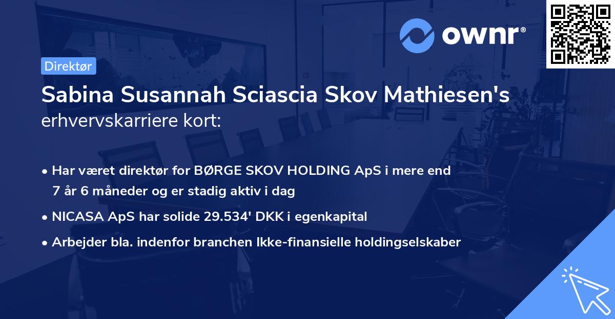 Sabina Susannah Sciascia Skov Mathiesen's erhvervskarriere kort