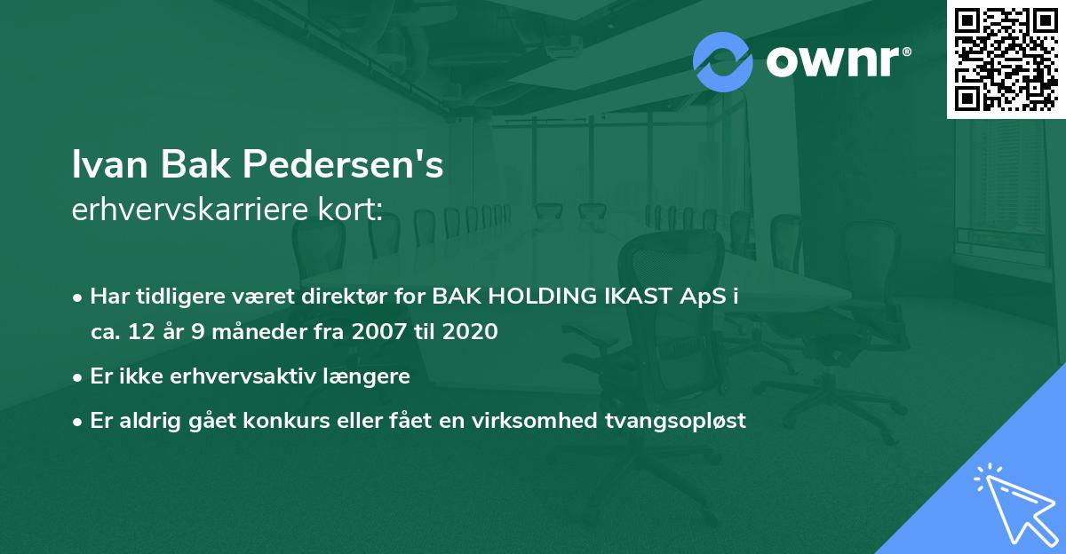 Ivan Bak Pedersen's erhvervskarriere kort