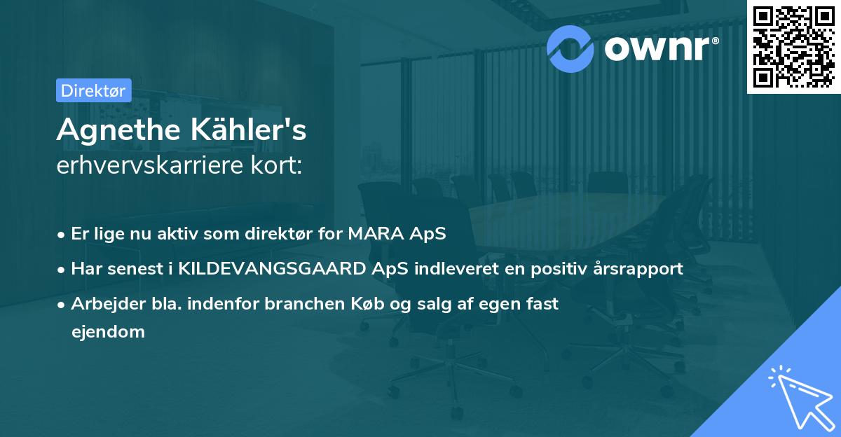 Agnethe Kähler's erhvervskarriere kort