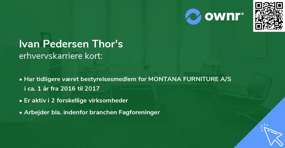 Ivan Pedersen Thor's erhvervskarriere kort