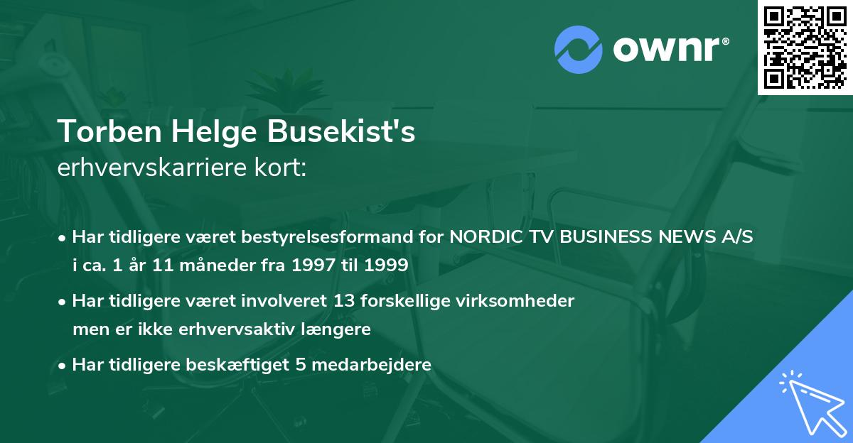 Torben Helge Busekist's erhvervskarriere kort