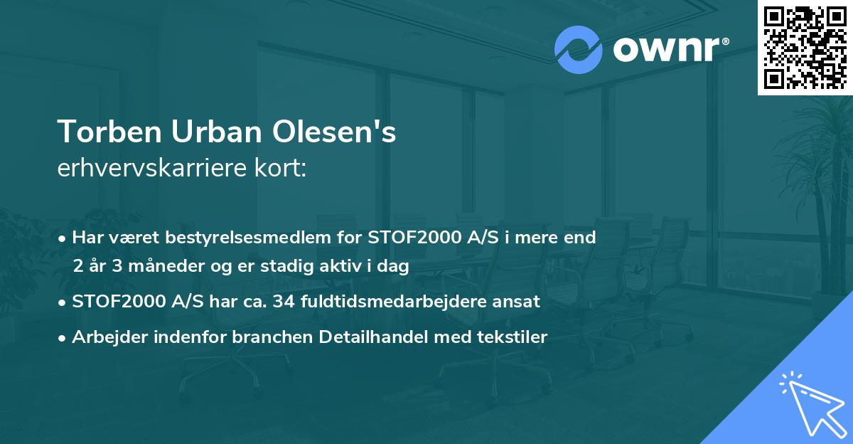 Torben Urban Olesen's erhvervskarriere kort