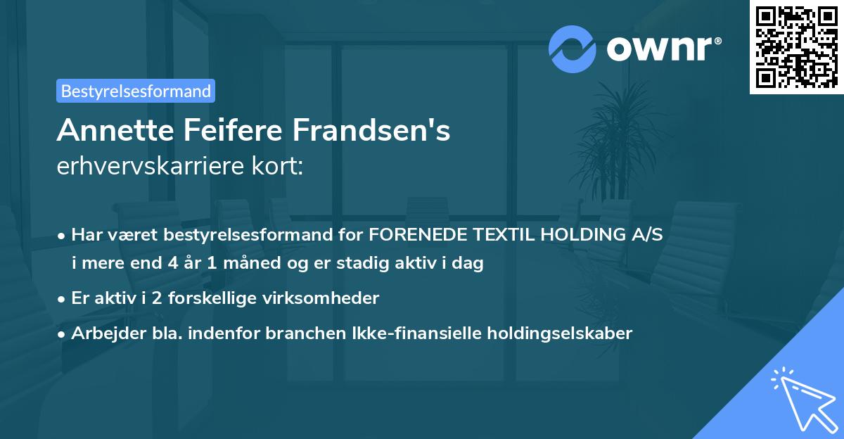Annette Feifere Frandsen's erhvervskarriere kort
