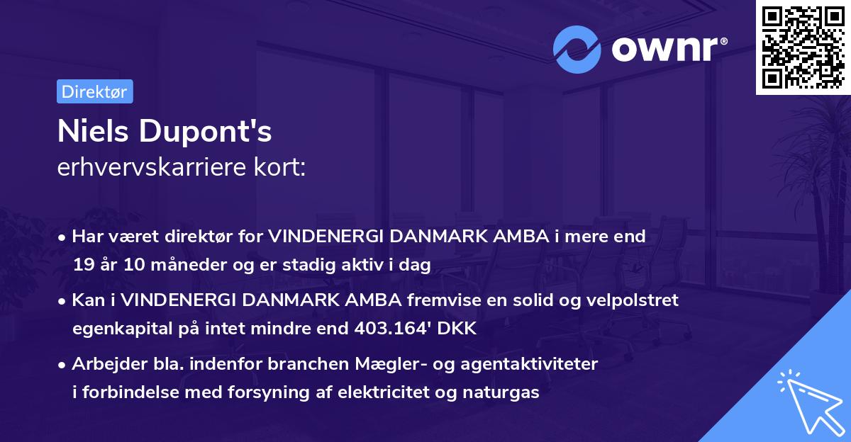 Niels Dupont's erhvervskarriere kort