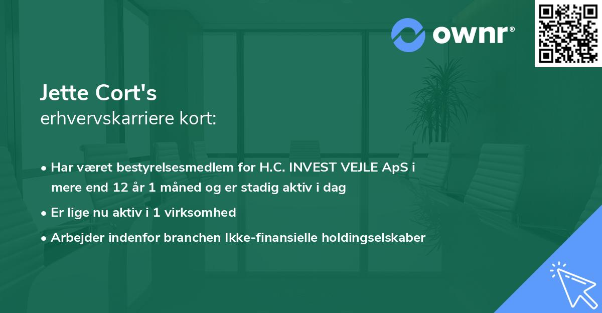 Jette Cort's erhvervskarriere kort