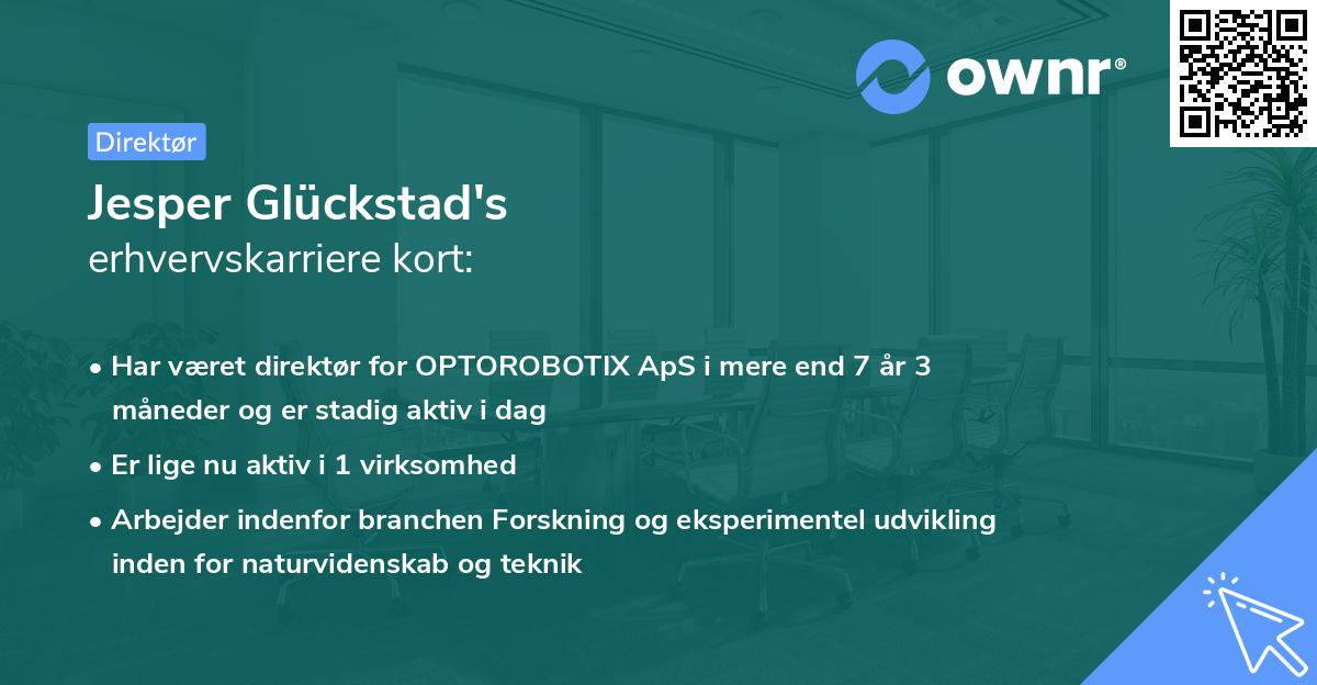 Jesper Glückstad's erhvervskarriere kort