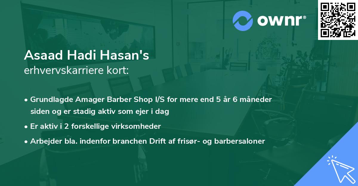 Asaad Hadi Hasan's erhvervskarriere kort