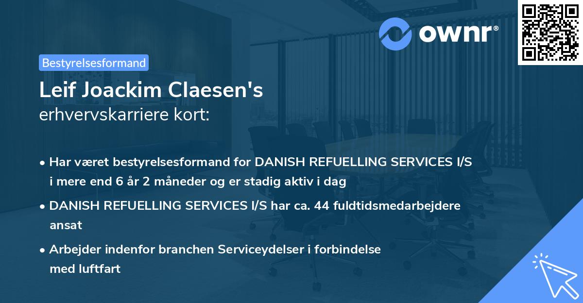 Leif Joackim Claesen's erhvervskarriere kort